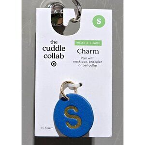 The Cuddle Collab Faux Leather Initial Monogram S Pet Dog Collar Blue Charm